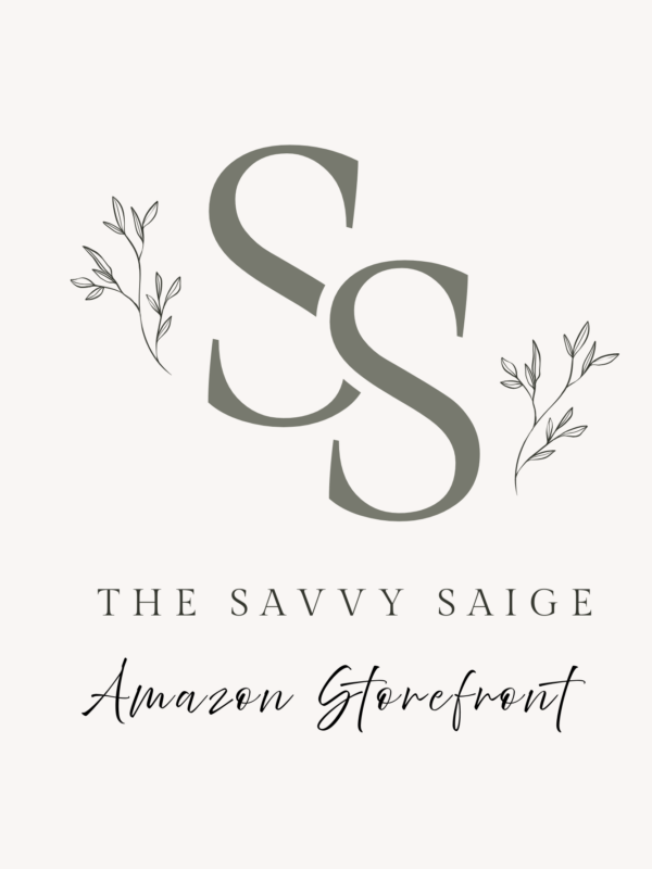 The Savvy Saige Amazon Storefront. The Savvy Saige logo plus description.