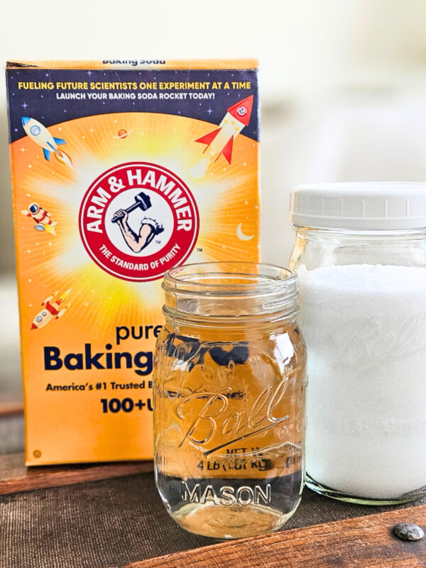 Baking soda, xylitol, and filtered water.