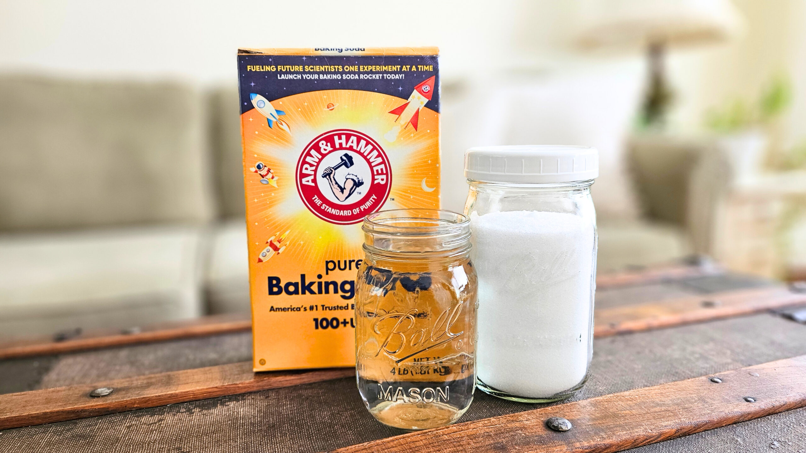Baking soda, xylitol, and filtered water.